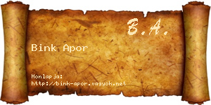 Bink Apor névjegykártya